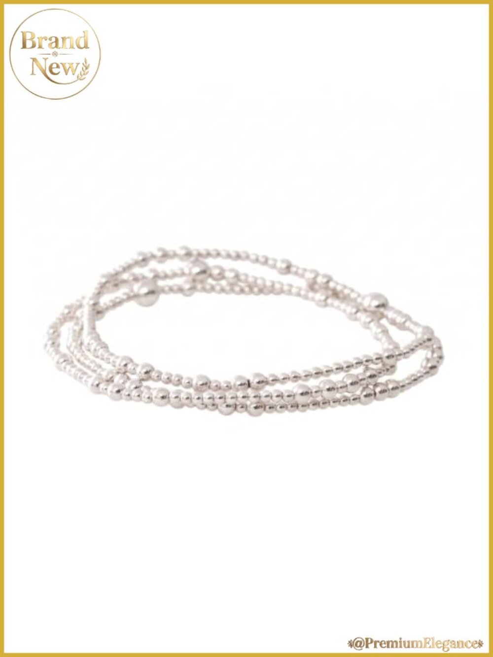 Dainty Silver 14K Gold Plated Beaded Bracelet Stack for Women